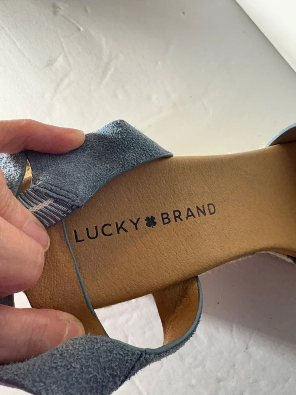 😍 Light Blue Suede Wedge Sandals - Women's